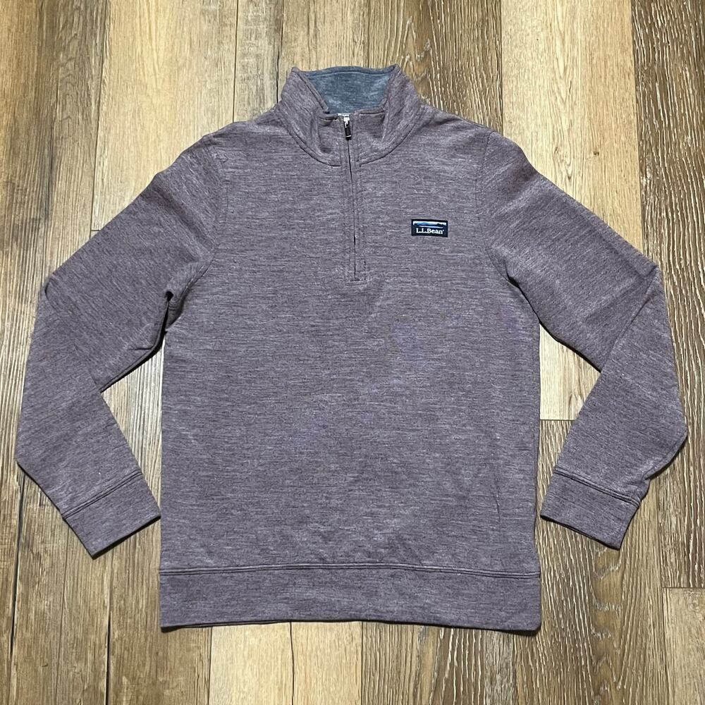 L.L.Bean Comfort Stretch Pique Quarter Zip Pullover Men's S Purple Heather EUC!